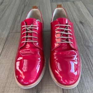 AGL Pink Patent Leather Loafers Oxfords Size 8 - Italian Luxury Shoes